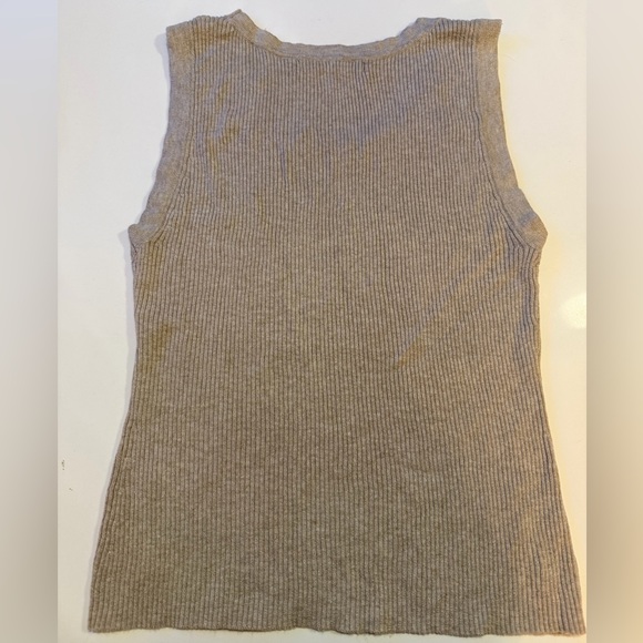 7115 Linen Scoop Neck Tank, Sand Beige - Picture 4 of 4